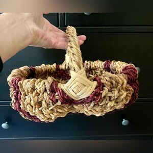 Hand Woven Butt Basket God’s Eye Amish Primitive Egg Gathering 11” Rustic